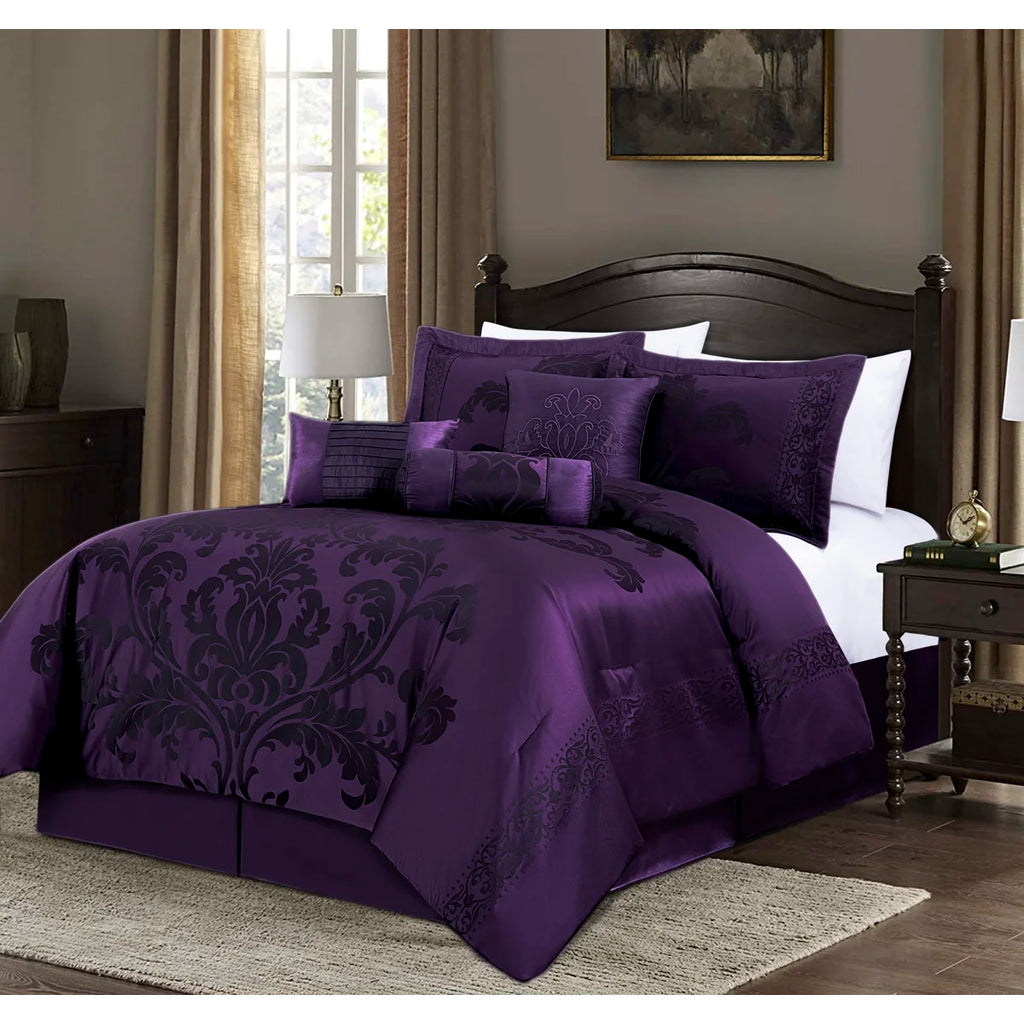 Royale Jacquard Floral 7 Piece Comforter Set