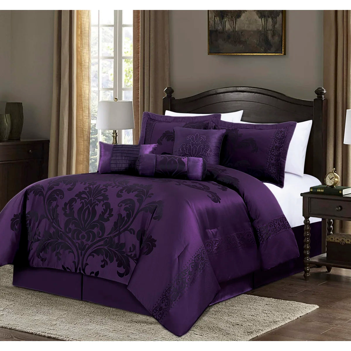 Royale Jacquard Floral 7 Piece Comforter Set