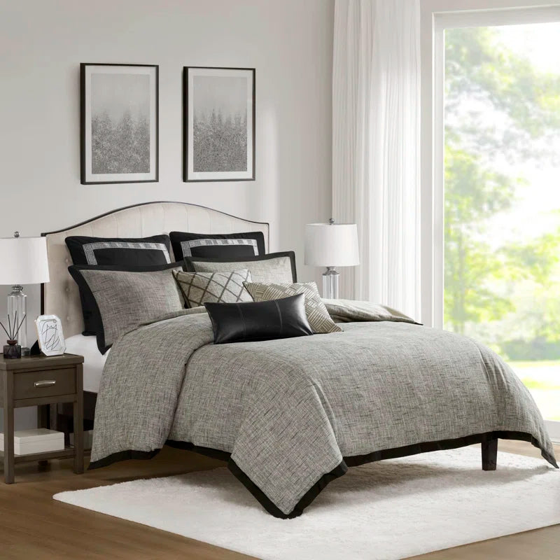 Reed Gray Elegance Jacquard 9-Piece King Comforter Set