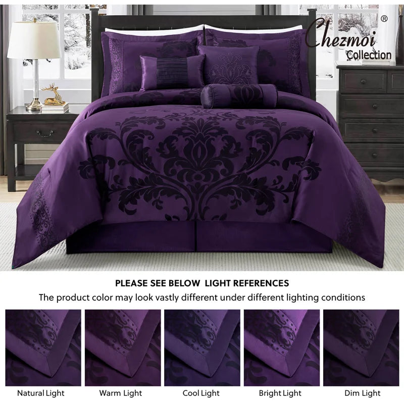 Royale Jacquard Floral 7 Piece Comforter Set