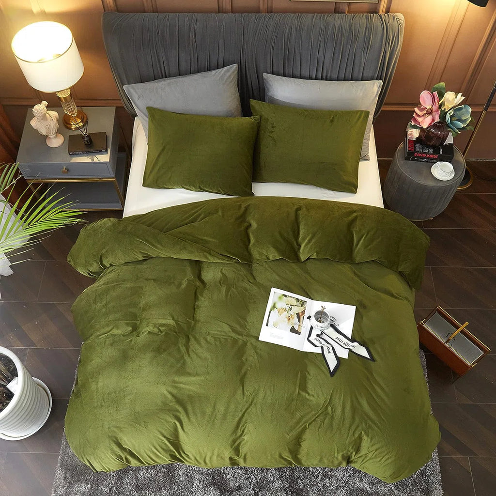 Velvet Duvet Cover Set 3Pcs Luxury Comforter Cover