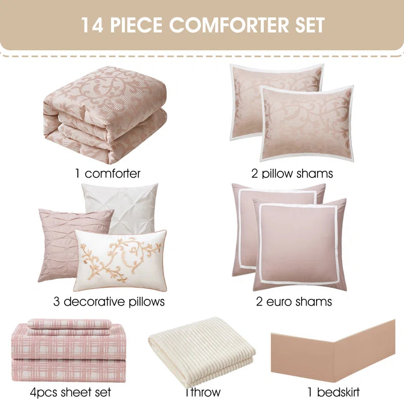 Janella 14 Piece Luxury Glam Comforter Set