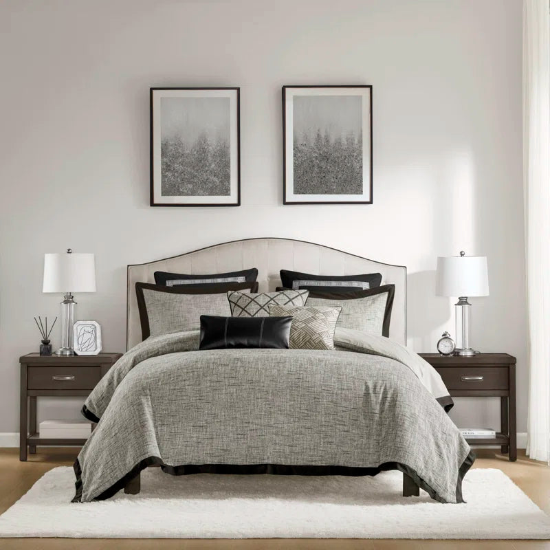 Reed Gray Elegance Jacquard 9-Piece King Comforter Set