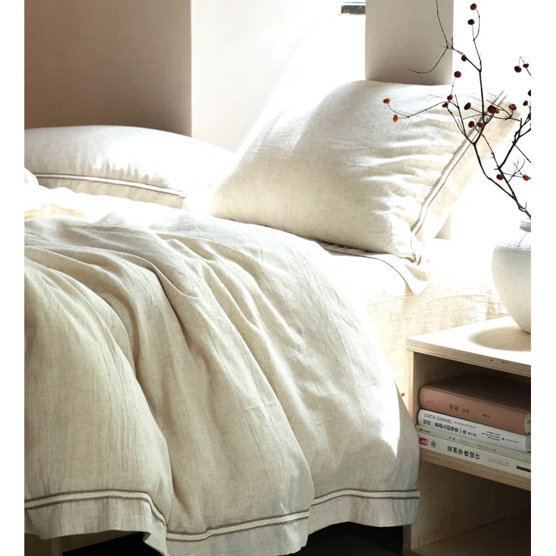 Manjusaka Tencel Linen Duvet Cover Set with Pillowcase -Top Grade & Natural