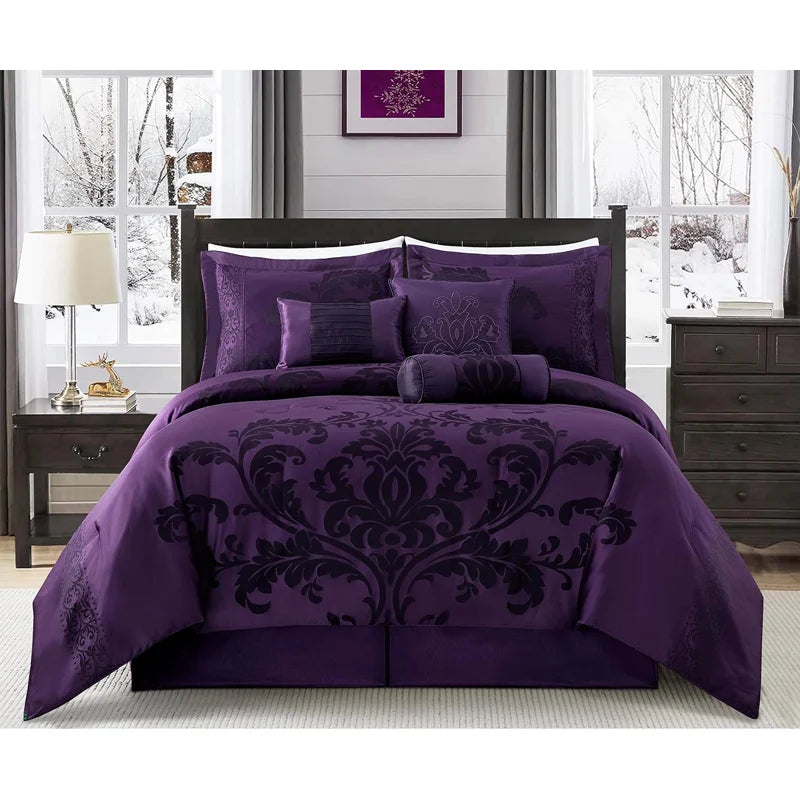 Royale Jacquard Floral 7 Piece Comforter Set